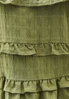 Women Green Ruffled Linen-Blend Blouse