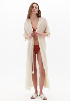 Women Beige Lace-Detail Long Kimono
