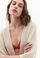 Women Beige Lace-Detail Long Kimono