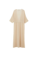 Women Beige Lace-Detail Long Kimono