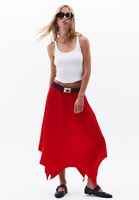 Women Red High-Waisted Long Skirt