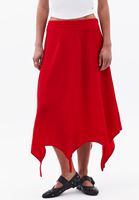 Women Red High-Waisted Long Skirt