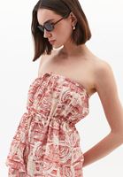 Women Mixed Tie-Detail Strapless Blouse