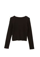 Women Black Flower Detailed Boat Collar Sweater