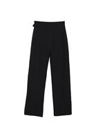 Women Black Buckled High Rise Straight-Fit Trousers