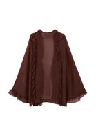 Bayan Kahverengi Fırfırlı Kimono