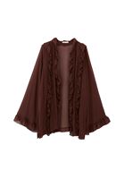Bayan Kahverengi Fırfırlı Kimono