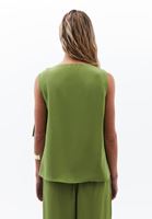 Women Green Tie-Front Mock Neck Blouse