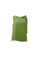 Women Green Tie-Front Mock Neck Blouse
