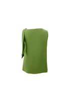 Women Green Tie-Front Mock Neck Blouse