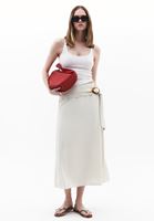 Women Cream High-Waisted Midi Skirt