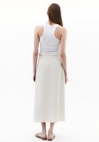 Women Cream High-Waisted Midi Skirt
