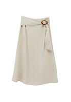 Women Cream High-Waisted Midi Skirt