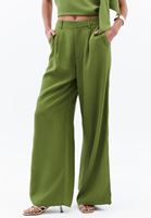 Women Green High-Waisted Wide-Leg Pants