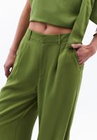 Women Green High-Waisted Wide-Leg Pants