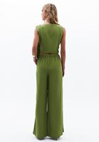 Women Green High-Waisted Wide-Leg Pants