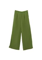 Women Green High-Waisted Wide-Leg Pants