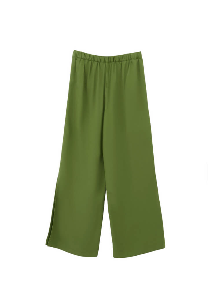 Women Green High-Waisted Wide-Leg Pants