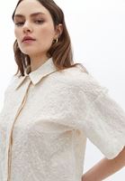 Women Beige Embroidery Detail Crop Shirt