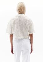 Women Cream Embroidery Detail Crop Shirt