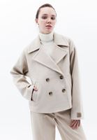 Women Beige Wool Blended Oversize Coat