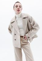 Women Beige Wool Blended Oversize Coat