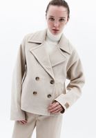 Women Beige Wool Blended Oversize Coat