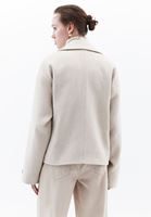 Women Beige Wool Blended Oversize Coat