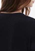 Women Black Wool Blended Tshirt with Long Sleeves