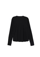 Women Black Wool Blended Tshirt with Long Sleeves