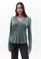 Women Green Wool Blended Tshirt with Long Sleeves