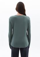 Women Green Wool Blended Tshirt with Long Sleeves