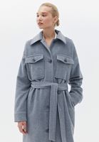 Women Grey Wool Blended Coat with Belt