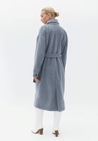 Women Grey Wool Blended Coat with Belt