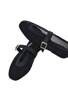 Women Black Mesh Detail Ballet Flats
