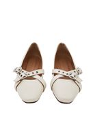 Women Beige Studded Ballet Flats