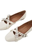 Women Beige Studded Ballet Flats