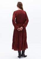 Women Bordeaux V-Neck Maxi Dress