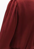 Women Bordeaux V-Neck Maxi Dress