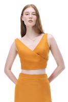 Turuncu Akars Slim Fit V-Yaka Bluz