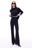 Animas Slim Fit Uzun Boy Geniş Paça Siyah Renk Kadın Pantolon
