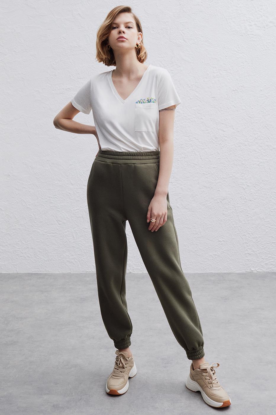 Bayan HAKİ Esther Haki Renk Regular Fit Pantolon