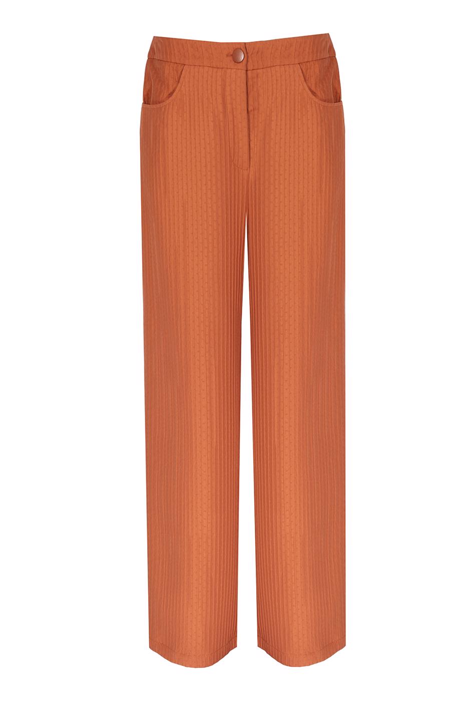 Bayan TURUNCU Sander Tarcin Renk Regular Fit Geniş Paça Pantolon