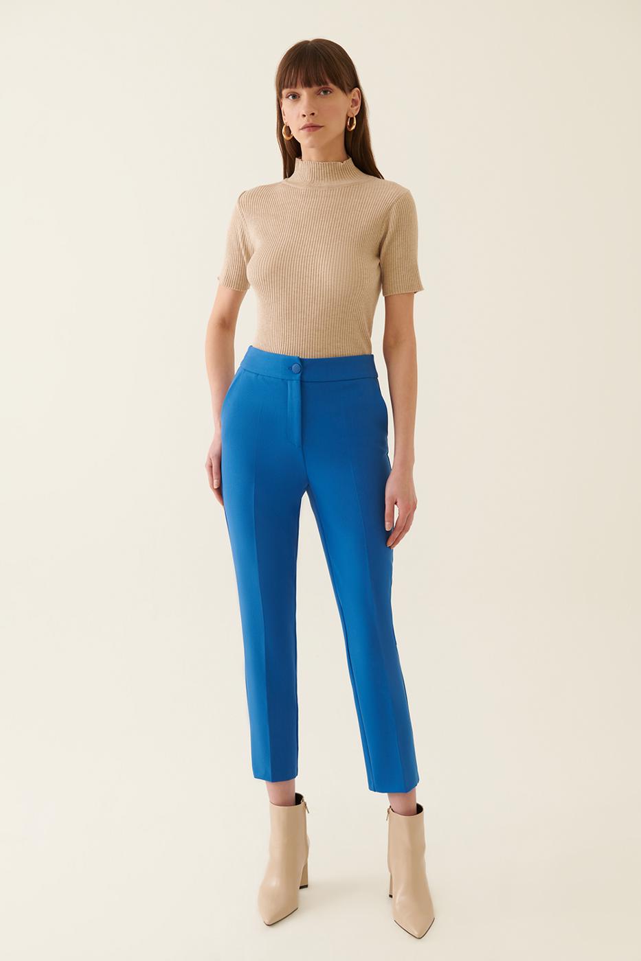 Bayan Saks Abner Saks Renk Regular Fit Boru Paça Pantolon