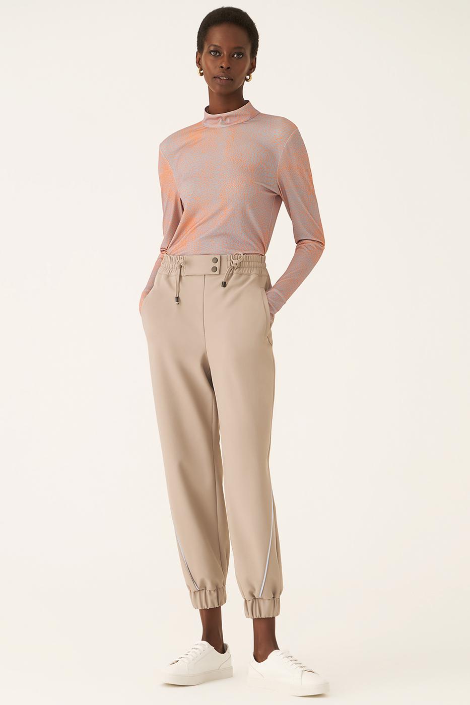 Bayan BEJ Glenda Taş Renk Regular Fit Pantolon