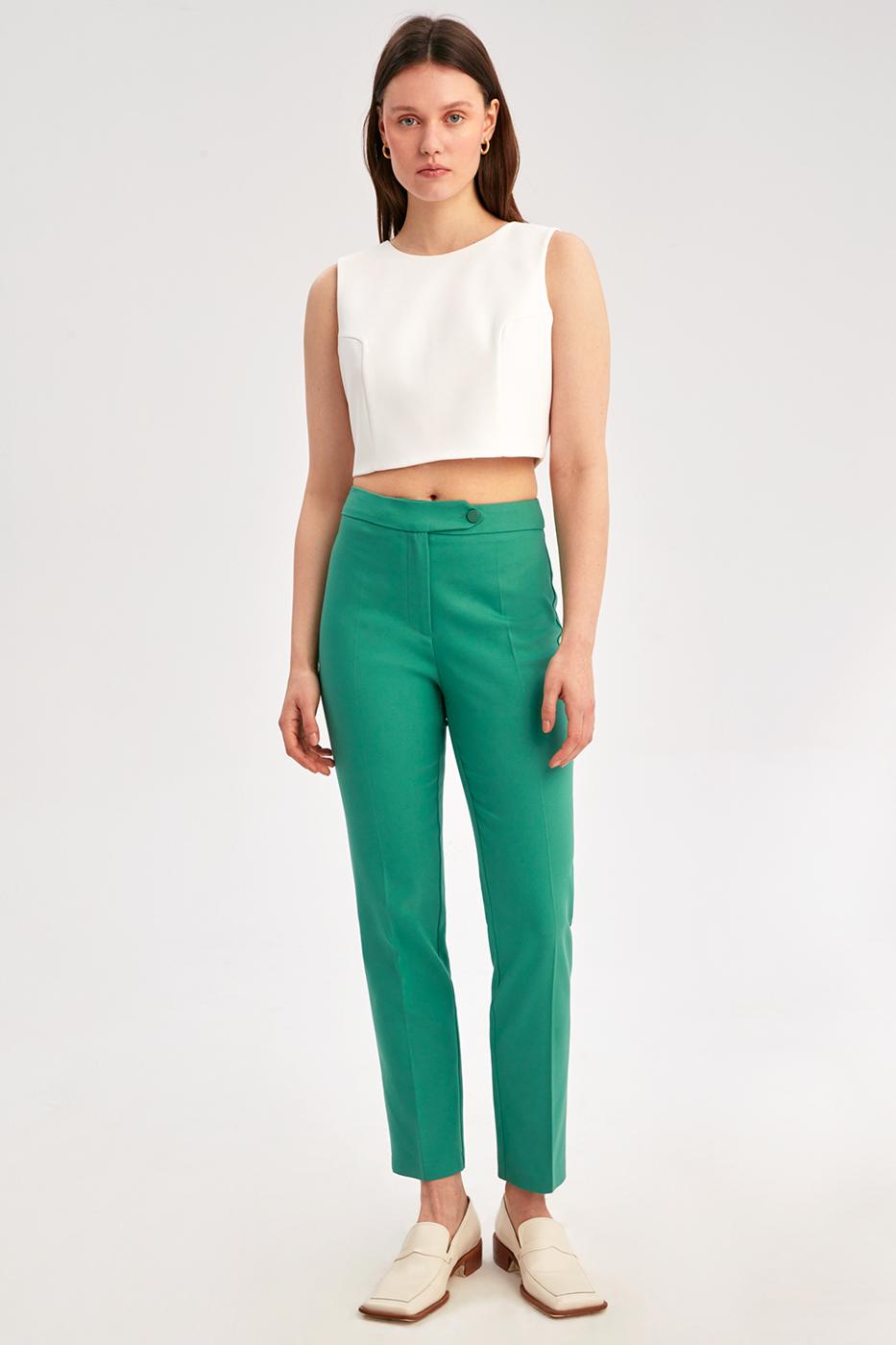 Bayan YEŞİL Lorna Yesil Renk Slim Fit Dar Paça Pantolon