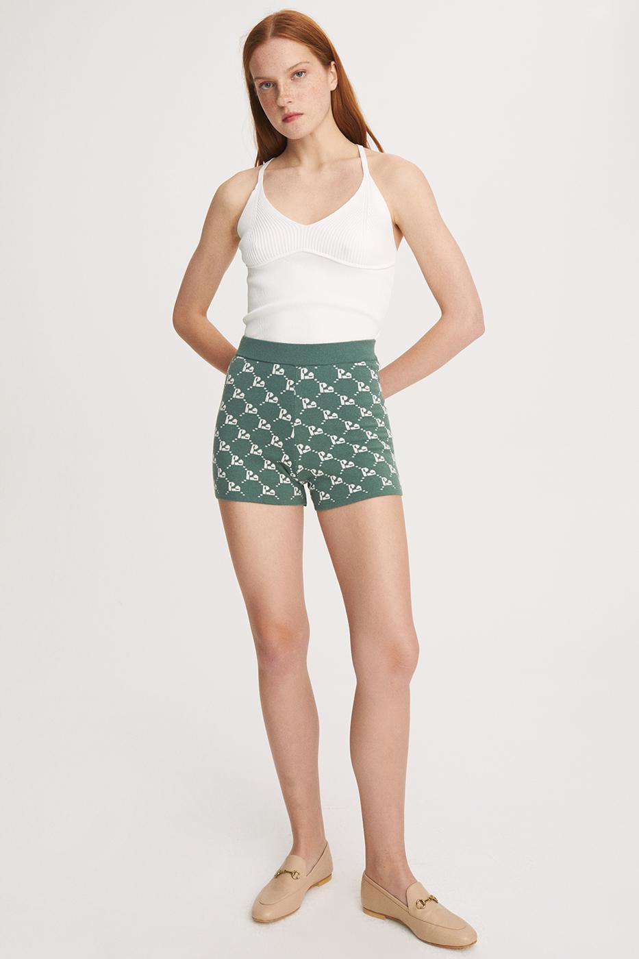 Bayan YEŞİL İllas Yeşil Renk Slim Fit Boru Paça Triko Şort