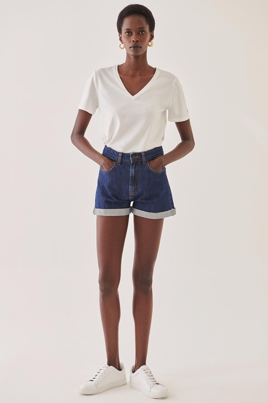 Bayan LACİVERT Romets Lacivert Renk Regular Fit Denim Şort 0004
