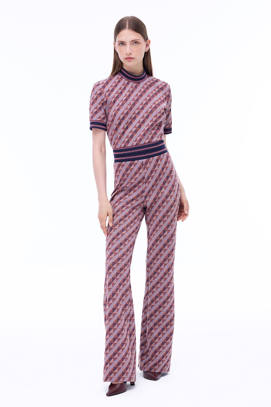 Bayan BORDO Alcors Slim Fit Geometrik Desen Uzun Boy Bordo Pantolon