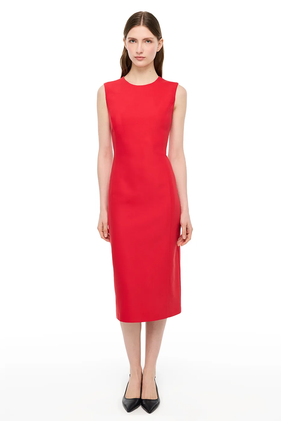 Kırmızı Dellas Slim Fit Midi Boy Elbise